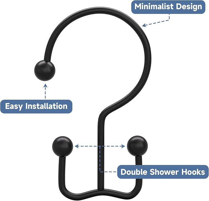 Titanker Shower Curtain Hooks Rings, Rust Resistant Metal Minimalist Simple - Image 4