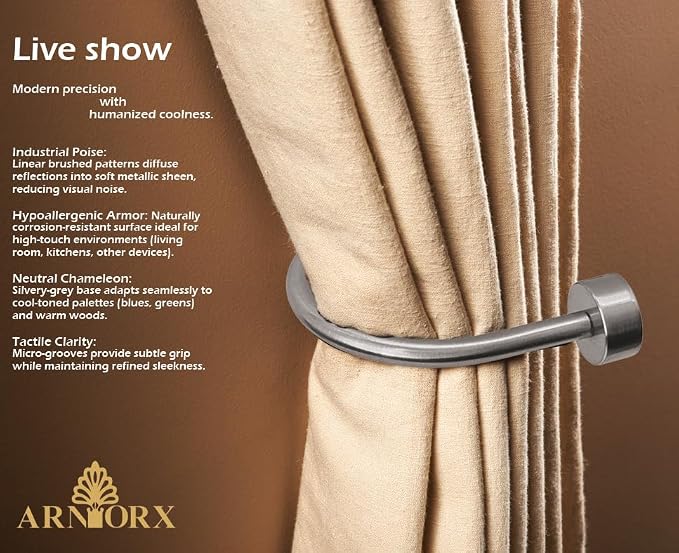 Quality Curtain Holdbacks, Solid Steel Curtain Holdback - Image 2