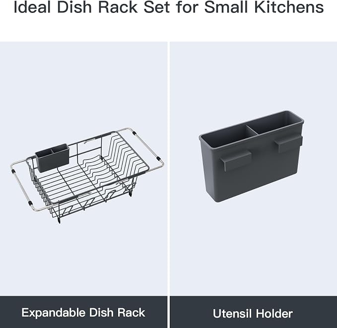 Grey Dish Drying Rack Over The Sink - Image 9