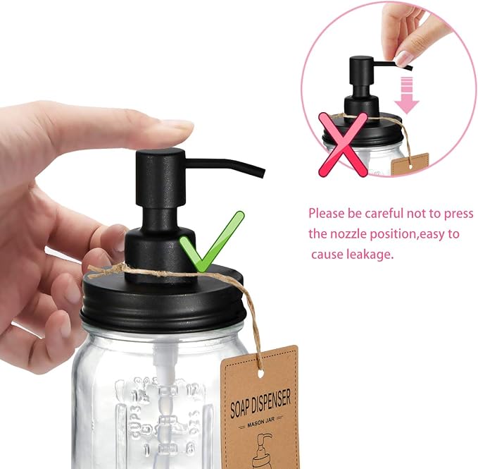 Amolliar Mason Jar Liquid Soap Dispenser, Lotion Dispenser | Rustproof - Image 6