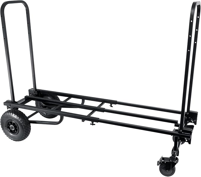 Rockville Rock Cart Pro 700 LB Capacity DJ Equipment Transport Roller Cart, Expandable Design, Smooth-Rolling Wheels, Folds Flat, for Mobile DJs and Event Professionals
