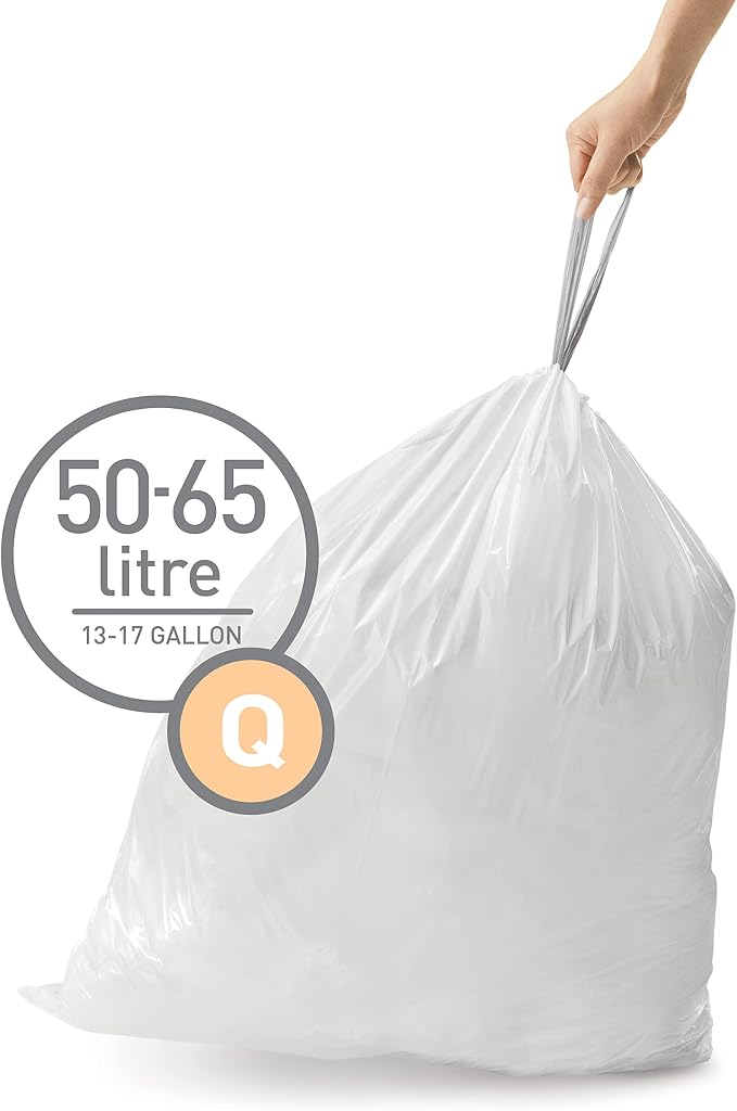 simplehuman Code Q 60 Count Custom Fit Liners, Drawstring Kitchen Trash Bags - Image 2