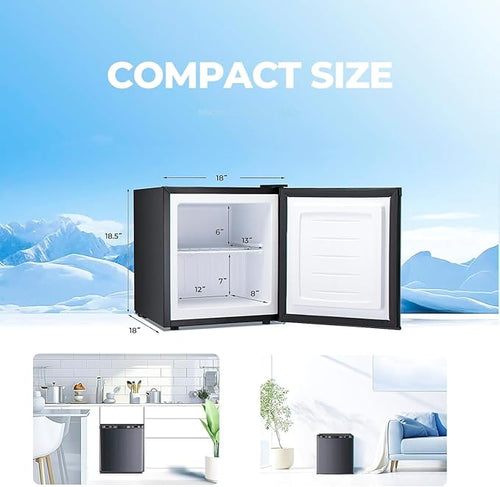 1.1 Cu.ft Small Freezer, Mini Upright Freezer with 7 Adjustable Thermostat, Removable Shelves, Reversible Single Door, for Bedroom/Home/Dorms/Apartment (Black)