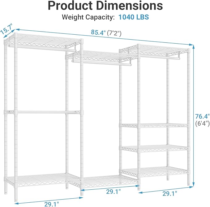 VIPEK V5 Plus Heavy Duty Clothes Rack, Large Modular Closet System, 4 x 29.1 in - Image 6
