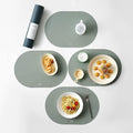 Mint Green Oval Silicone Placemats Set of 4 – Heat Resistant, Waterproof, Easy to Clean Non-Slip Modern Dining Table Mats – Premium Leather Textured Japandi Kitchen Decor
