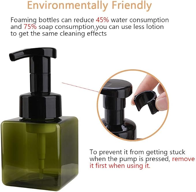 Foaming Soap Dispenser, 9oz Plastic Refillable Pump Bottle, 2 Pack, Shampoo & - Image 2