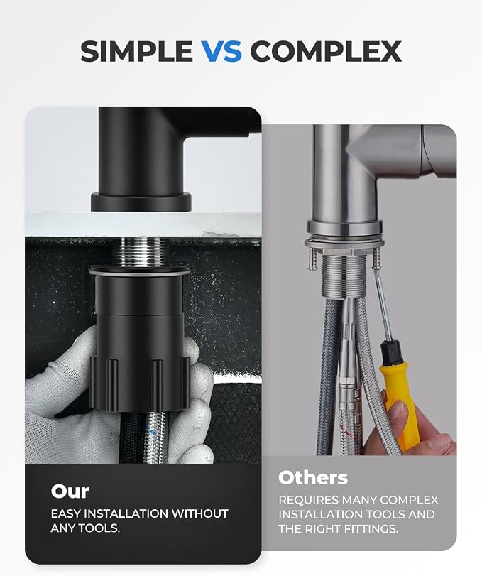 WEWE Pull-Down Kitchen Faucet, 3-Mode Sprayer, Matte Black | 360° Swivel - Image 8