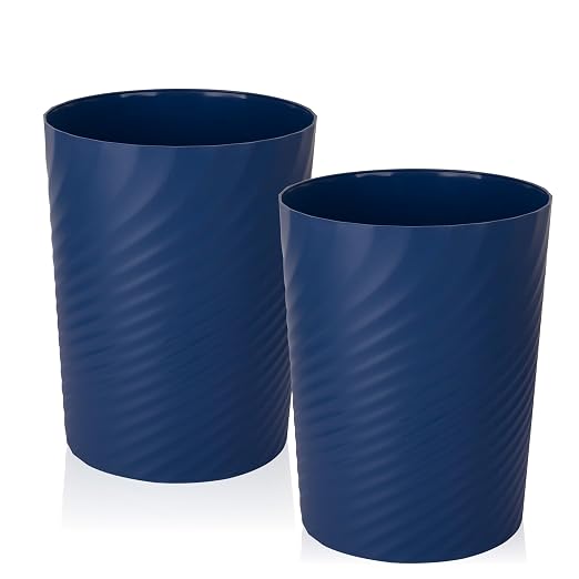 Plastic Small Bathroom Trash Can Wastebasket Garbage Can, 2 Pack | Sturdy-Easy by UUJOLY
