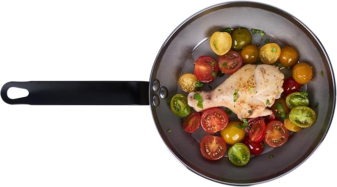 Restaurantware Met Lux 9 Inch Fry Pans, 6 No-Stick Frying Pans - Induction-Ready, Triple-Riveted, Silver Carbon Steel Cooking Skillets, Durable, For Searing, Sauteing, And Browning Food