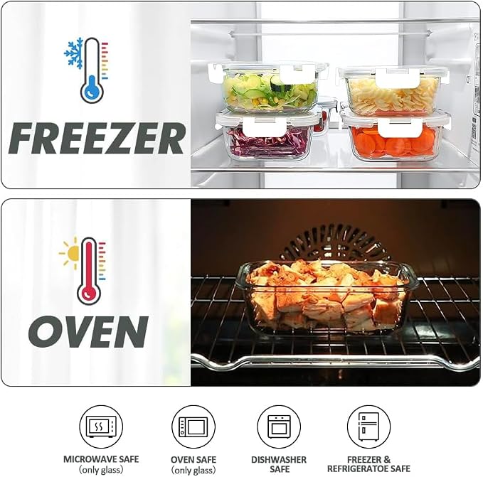 VERONES 12 Packs Glass Food Storage Containers Set - Image 4