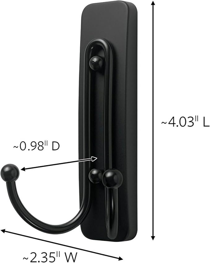 Command Large Matte Black Double Hooks, 2 Hooks and 2 Strips, Damage Free - Image 2