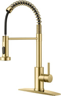 FORIOUS Gold Kitchen Sink Faucet, Pull Down Sprayer, Classic High Arc | by FORIOUS