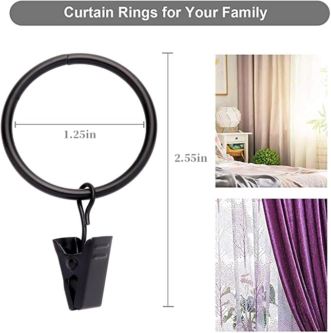 40 Pack Rings Curtain Clips Rustproof Metal Window Drapery Decorative Clips - Image 2