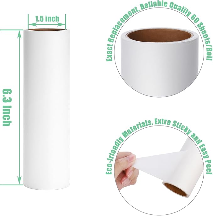 6.3 inch Lint Roller Refills Only, Extra Sticky Lint Remover Refills - Image 4