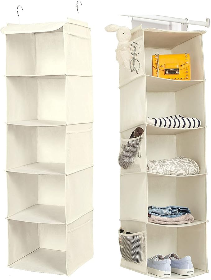 5 Shelves Hanging Closet Organizer, 2 Pack Hanging Storage by BrilliantJo