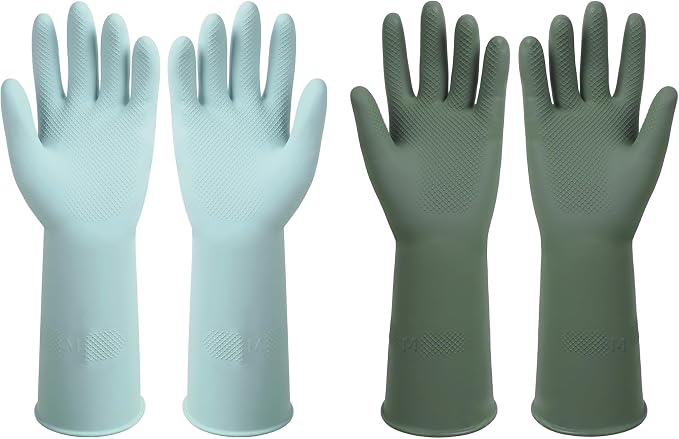 Dishwashing Rubber Gloves Reusable Kitchen Gloves 2Pairs Cleaning Gloves by Unknown