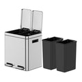 Garvee 8 Gallon Stainless Steel Dual Compartment Trash Can - 2x15L Recycling Bin with Soft-Close Lid, Fingerprint-Proof Kitchen & Office Waste Sorting Bin