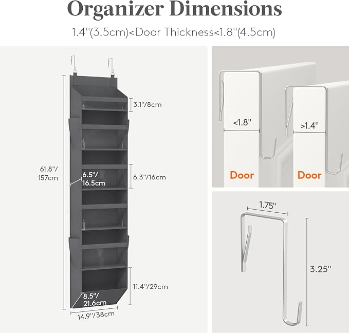 Lifewit 1 Pack Over the Door Organizer, 6 Section Clear Window Hanging Storage - Image 2