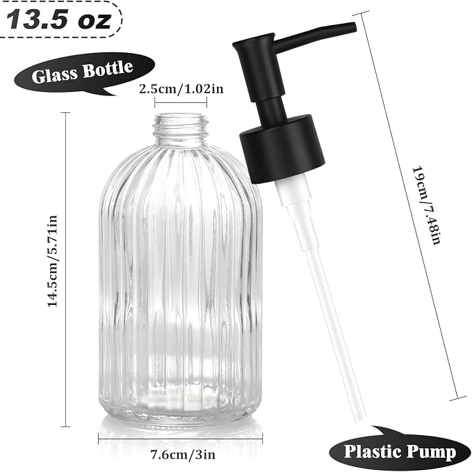 1 Pack 13.5oz Glass Soap Dispenser - Image 2