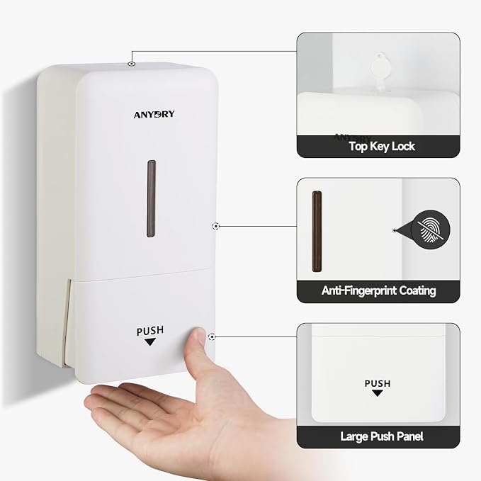 anydry Liquid Hand Soap Dispenser Wall Mounted 27oz Large Capacity White | - Image 3