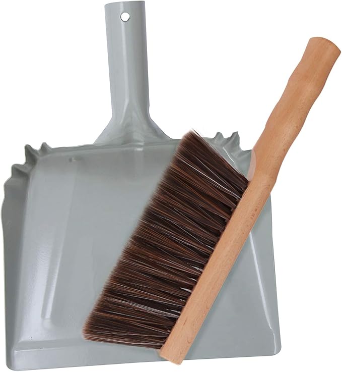 Metal Dust Pan and Brush Set Heavy Duty by OakartHome