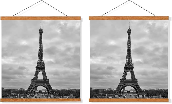 FALAMON 2 Pack Magnetic Poster Hanger Frame,14x22 14x20 14x24 Teak Wood Magnet Poster Frame for Hanging Posters, Prints, Photos, Pictures, Maps, Scrolls, and Canvas Artwork