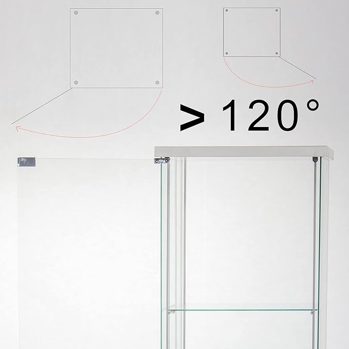 Yoluckea 4 Shelves Glass Display Cabinet with Door,Floor Standing Clear Glass Curio Cabinet Collection Display Case for Living Room Bedroom 64”x17”x14.5” White