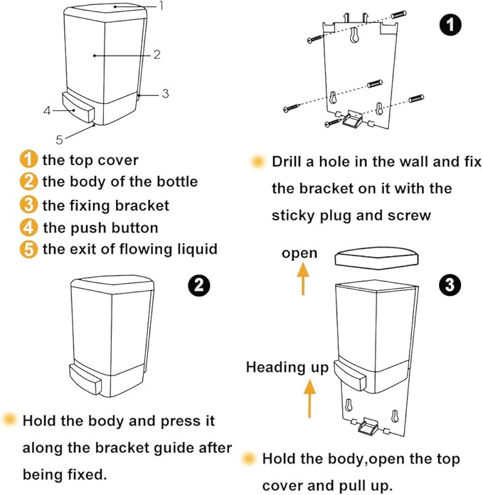 Evhome Manual Soap Dispenser Kitchen Bathroom Wall Mounted Commercial Soap - Image 6