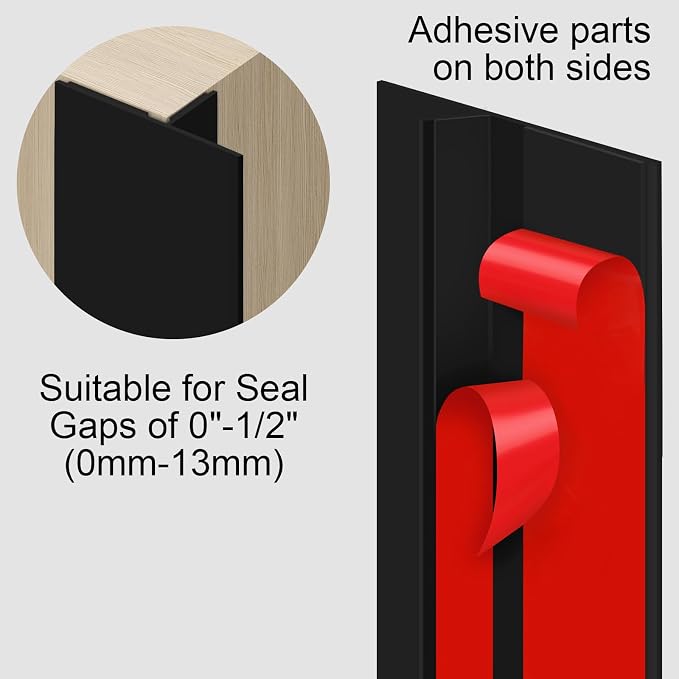 Benory T-Shaped Silicone Door Weather Stripping, 1.38" W x 20 ft | T-shaped - Image 4