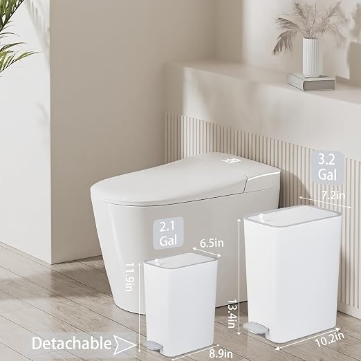 Small Bathroom Trash Can with Lid, 2.1 Gallon Slim Step Trash Can, Narrow - Image 2