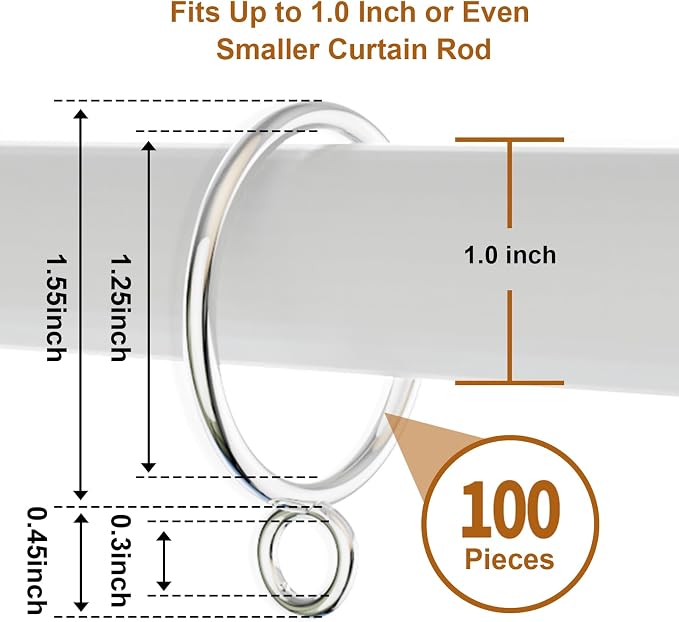 100 Packs Silver Metal Curtain Rings - Image 2