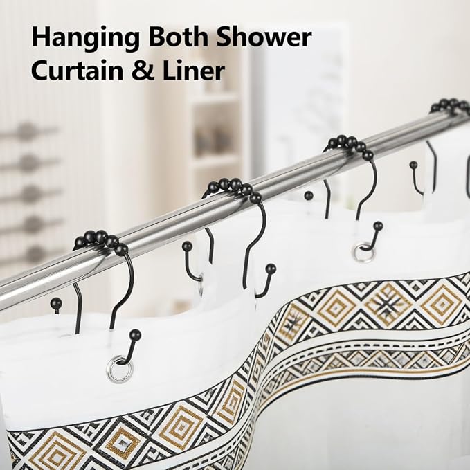 Resze 12PCS Shower Curtain Hooks, Sturdy Metal Shower Curtain Rings | Glide - Image 5