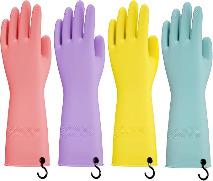 Dishwashing Rubber Gloves for Cleaning – 4 Pairs Kitchen Gloves by Unknown
