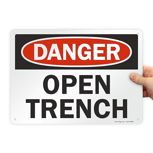 SmartSign "Danger - Open Trench" Sign | 10" x 14" Plastic