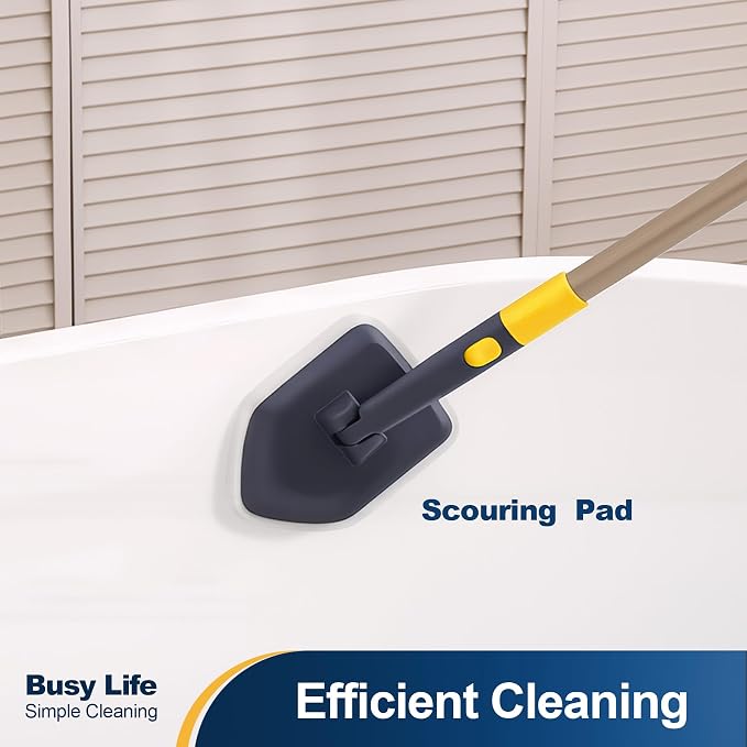 Yocada Tub Tile Scrubber Brush 2 in 1 Cleaning Brush 4*Scouring Pads 58.2" - Image 9