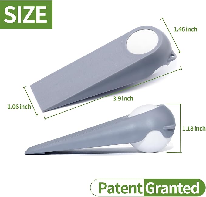 Door Stoppers for Bottom of Door, 2 Pack 3.9", Rubber Door Stopper Wedges - Image 2