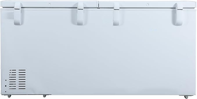 Hamilton Beach HBFRF2129 21 cu ft Double Door LID Garage-Ready Chest Freezer-White, Vinyl-Coated Baskets, Space-Saving Flat Back, Stay-Open, Front-Access Drain, for Storage, Hunting, Large Family