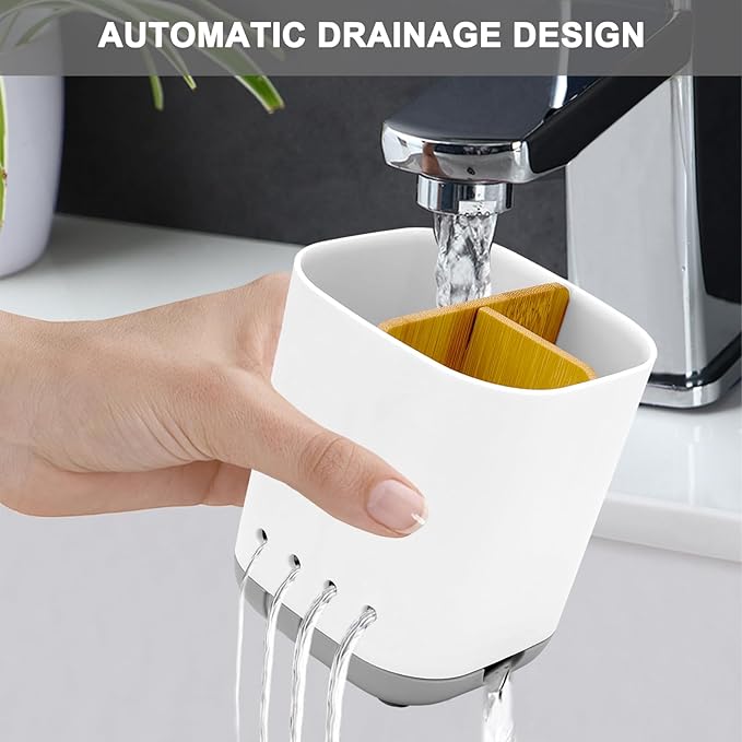 Toothbrush Holder with Bamboo Divider, Detachable - Image 5