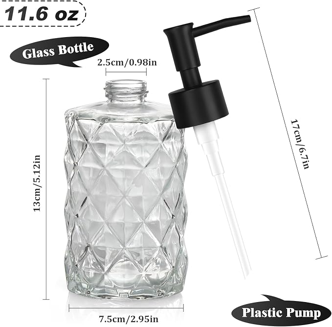 1 Pack 11oz Glass Soap Dispenser - Image 2