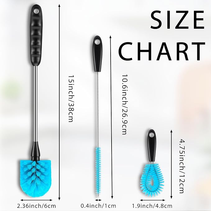 Bottle Brush Cleaner Kit, Water Bottle Washer & Cup Scrubber Brush Set | Bottle - Image 2