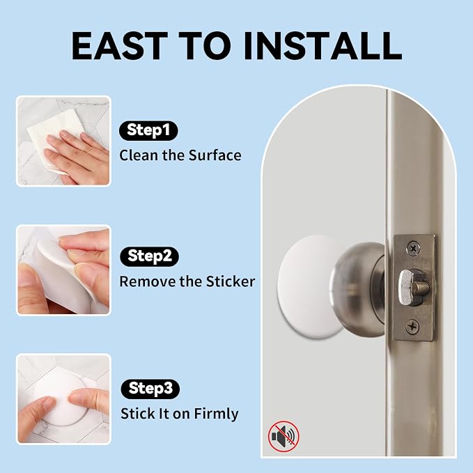 JULBEAR Door Stoppers Wall Protector 12PCS Silicone Round | Shock Absorbent - Image 3