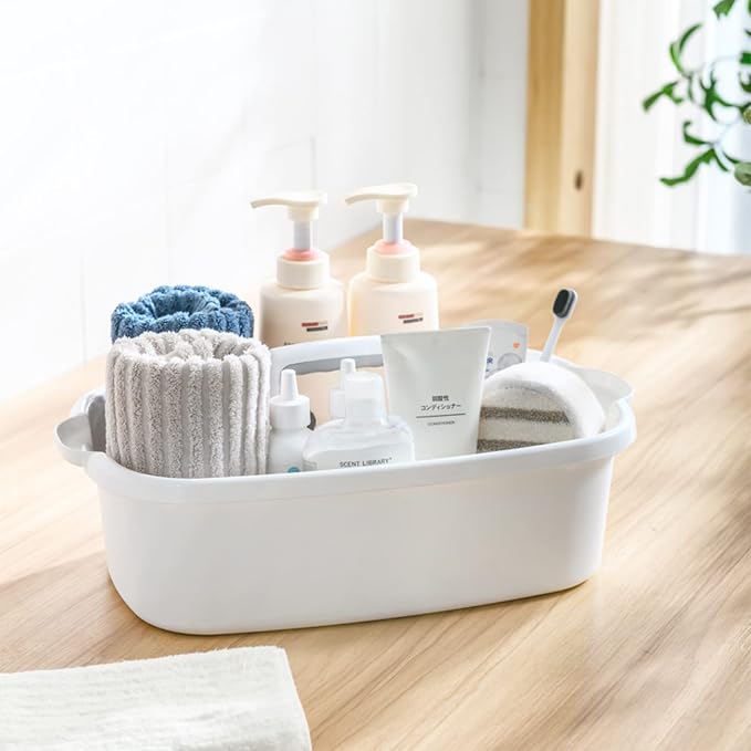 Large Cleaning Supplies Caddy Portable Shower Caddy Basket White 2 Pack - Image 7