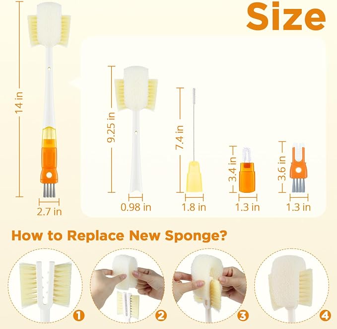 OUTXE 6 Pack Bottle Brush Cleaning Set, 5-in-1 Cup Cleaner Brush | - Image 6