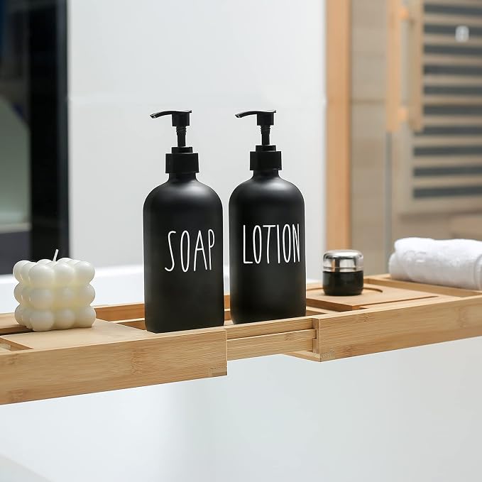 MOMEEMO Matte Black Soap Dispenser Bathroom Set | Contains Lotion and Hand Soap - Image 5