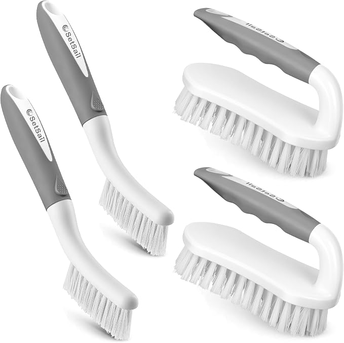 SetSail Scrub Brush, Heavy-Duty Stiff Bristle Cleaning Scrubber, 4 Pack | by SetSail