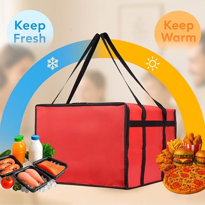 Bodaon Insulated Bag-Pizza Bags for Delivery & Plastic Portable Drink Carrier，20"x 20"x 14"Doordash Warmer/Hot Food BCarrier Box，Termicas/Warming/Heat Carrying out Insulation Large Bag, Keeping Cooler