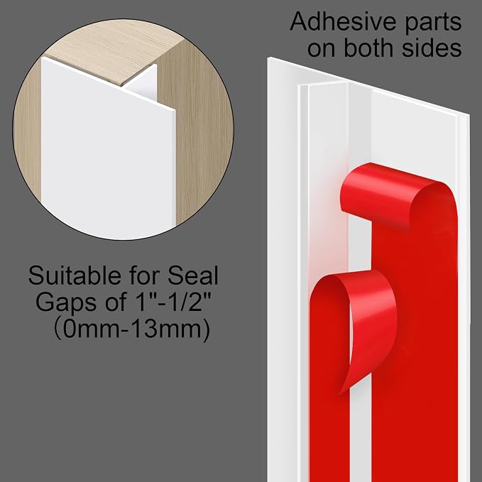 Benory T-Shaped Silicone Door Weather Stripping, 1.38" W x 20 ft | T-shaped - Image 4