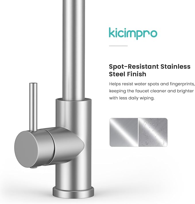 Pull-Down Kitchen Faucet, Brushed Nickel | 304 Stainless Steel, 10-Min DIY - Image 9