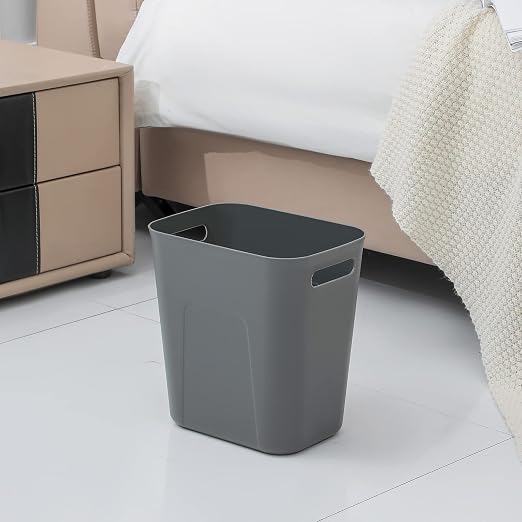 UUJOLY Plastic Small Bathroom Trash Can Wastebasket, 3.5 Gallon, Dark Grey | - Image 2