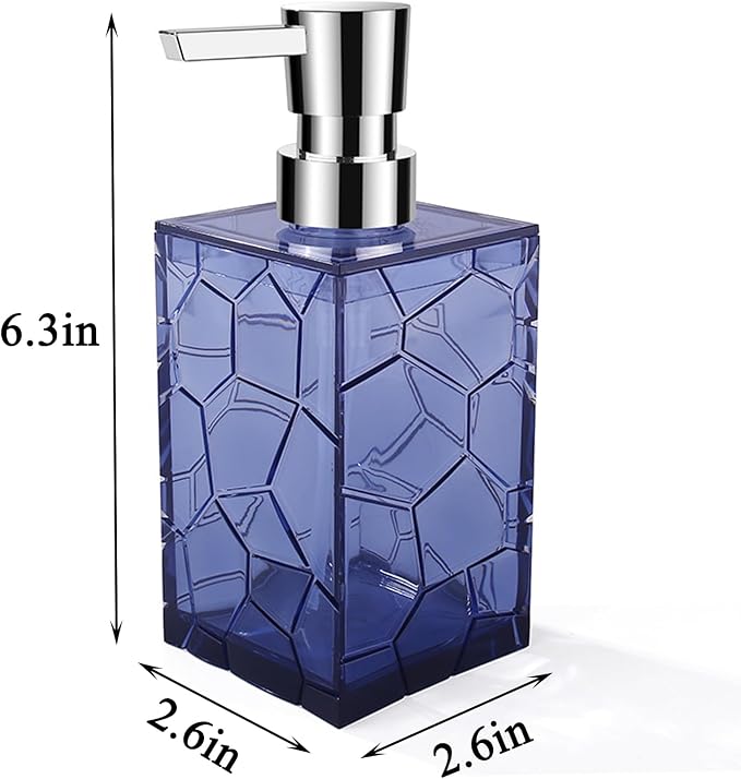 Clear Acrylic Pump Bottle Refillable Lotion Soap Dispenser 10oz Blue | BPA-Free - Image 6